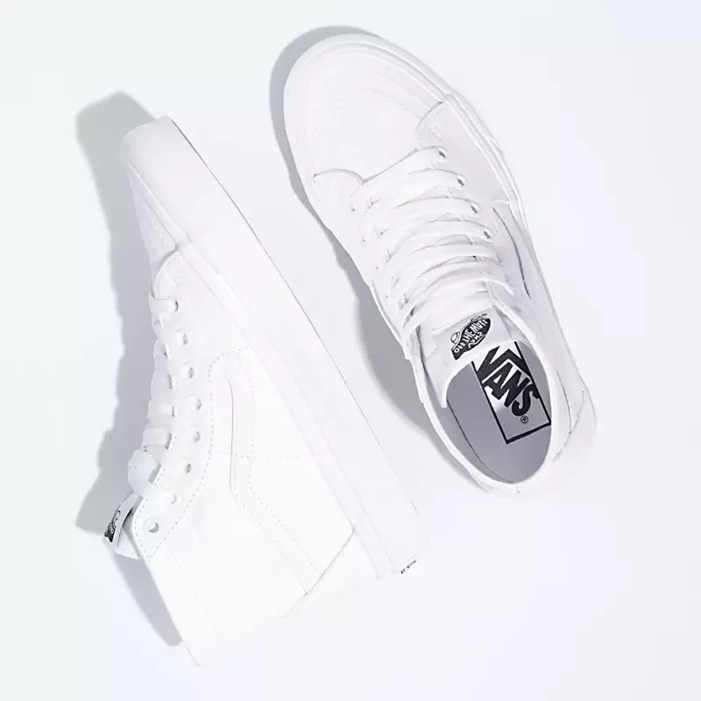 White high top vans- canvas, women’s 9, men’s 7.5 - Picture 3 of 11